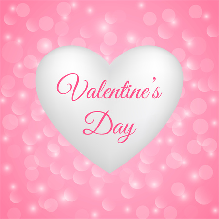 Valentine's card with white heart on pink background. Vector illustration.のイラスト素材