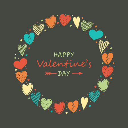 Valentine's day - poster with hand drawn hearts vector.のイラスト素材
