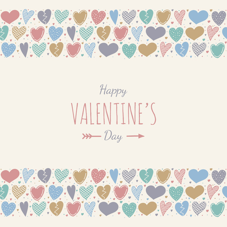Valentine's day - poster with hand drawn hearts vector.のイラスト素材