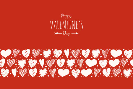 Valentine's day - poster with hand drawn hearts vector.のイラスト素材