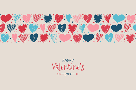 Valentine's day - poster with hand drawn hearts vector.のイラスト素材