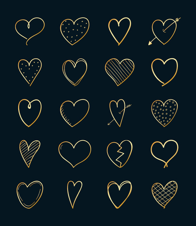 Heart sketch - hand drawn icons, big collection vector.のイラスト素材