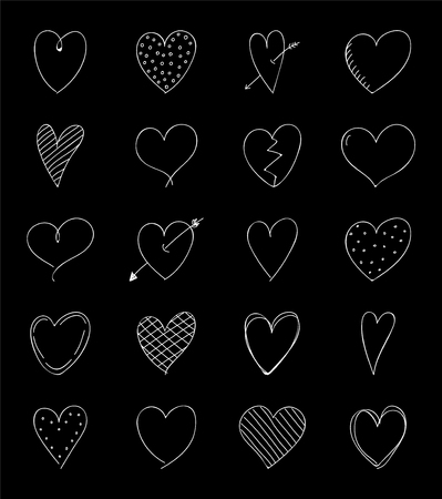 Heart sketch - hand drawn icons, big collection vector.のイラスト素材