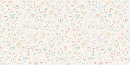 Hand drawn hearts background. Cute seamless pattern vector.のイラスト素材