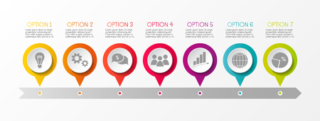Timeline infographic - concept of a company milestone with options and business icons vector.のイラスト素材