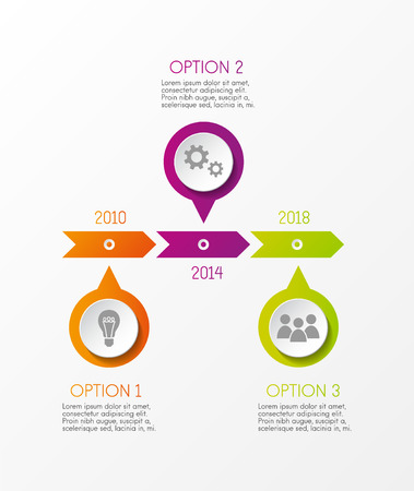 Timeline infographic - concept of a company milestone with options and business icons vector.のイラスト素材
