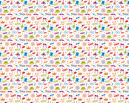 Colorful party and carnival background seamless pattern with party icons vector.のイラスト素材