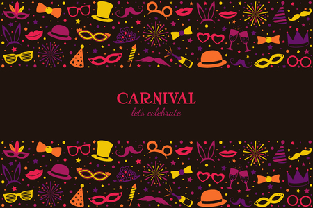 Carnival - let's celebrate banner with colorful party icons vector.のイラスト素材