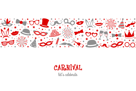 Carnival - let's celebrate, banner with colorful party icons vector.のイラスト素材