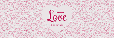 Concept of a panoramic banner with cute hand drawn hearts for Valentine's day sale vector.のイラスト素材