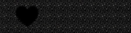 Panoramic banner with cute hand drawn hearts and copy space. Valentine's day, Mother's day or Women's day vector.のイラスト素材