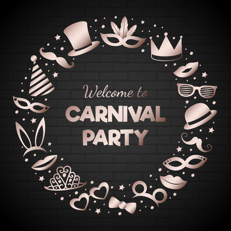 Welcome to carnival party - poster with funny party elements vector.のイラスト素材