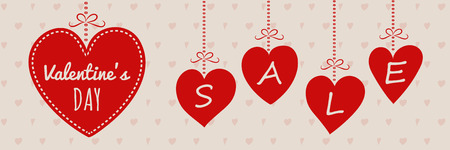 Valentine's day sale - cute poster with hand drawn hearts vector.のイラスト素材