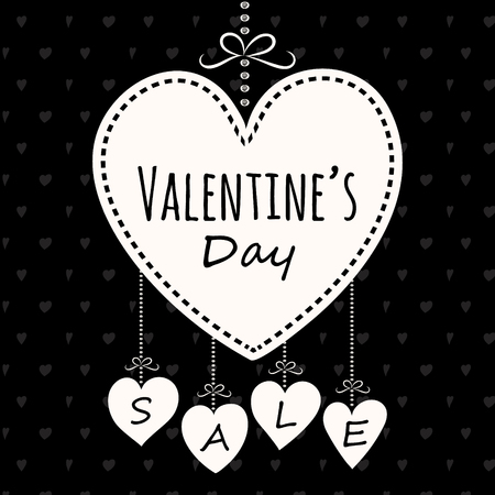 Valentine's day sale - cute poster with hand drawn hearts vector.のイラスト素材