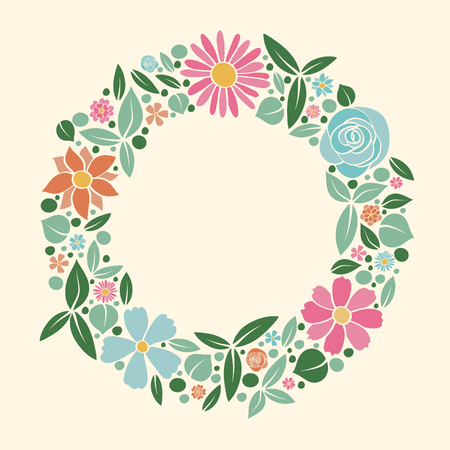 Background with flowers and copyspace. Layout of a spring poster. Vector.のイラスト素材