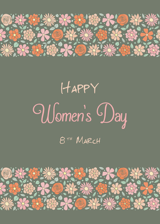 Vintage postcard with pastel colored flowers for women's day vector illustrationのイラスト素材