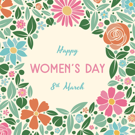 Vintage postcard with pastel colored flowers for women's day vector illustrationのイラスト素材
