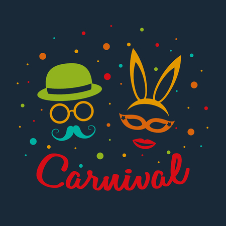 Carnival Party funny poster with masks.のイラスト素材