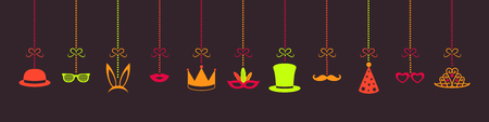 Funny hanging party elements - carnival, photobooth and birthday party vector.のイラスト素材