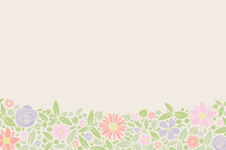Vintage poster with hand drawn flowers and copy space.のイラスト素材