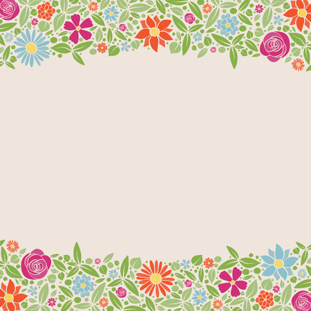 Layout of a floral poster in retro style. Background with copy space vector.のイラスト素材