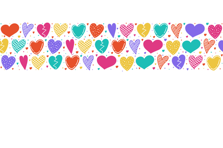 Cute background with hand drawn hearts vector.のイラスト素材