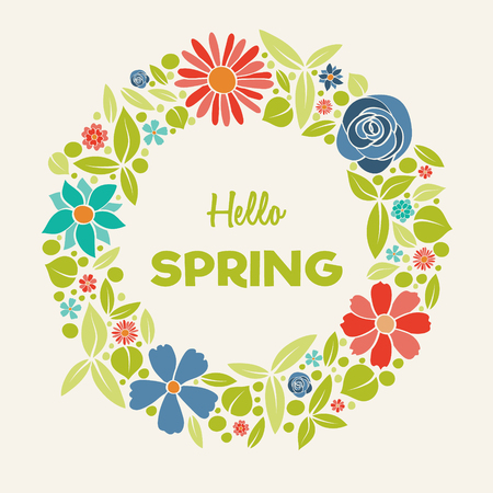 Spring poster with floral wreath.のイラスト素材