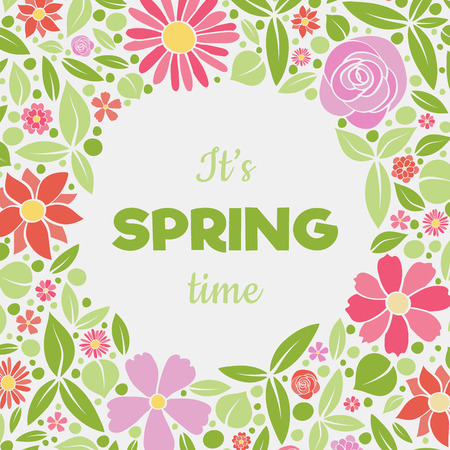 Concept of spring poster with floral wreath vector.のイラスト素材