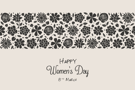 Women's day - poster with hand drawn flowers in retro style vector.のイラスト素材