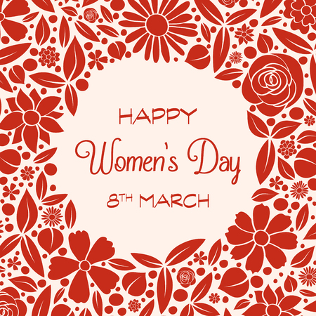 Beautiful banner with hand drawn flowers for Women's Day. Vector.のイラスト素材