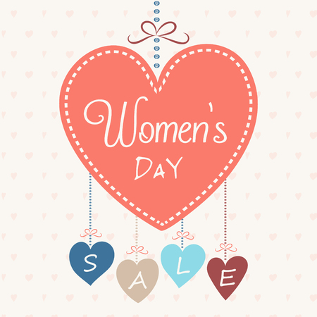 Women's Day Sale - beautiful banner with hearts. Vector.のイラスト素材