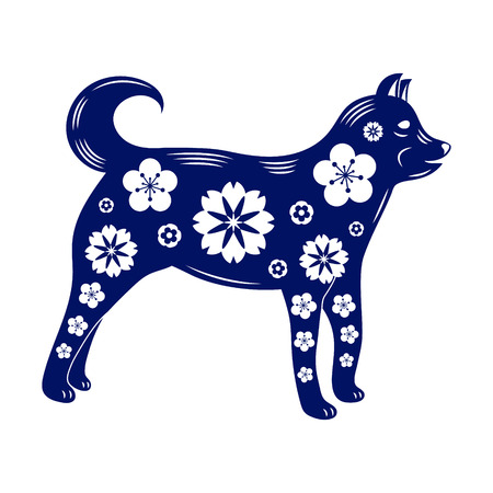 Icon of dog - Chinese New Year 2018. Vector.のイラスト素材