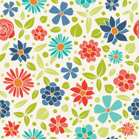 Vivid floral background - seamless pattern with spring flowers. Mother's Day, Woman's Day and Valentine's Day. Vector.のイラスト素材