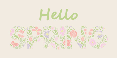 Springtime - cute pastel coloured banner with typography. Vector.のイラスト素材