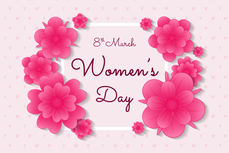 Women's Day - design of a card with beautiful flowers. Vector.のイラスト素材