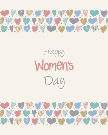 Cute hand drawn card with hearts and wishes for Women's Day. Vector.のイラスト素材