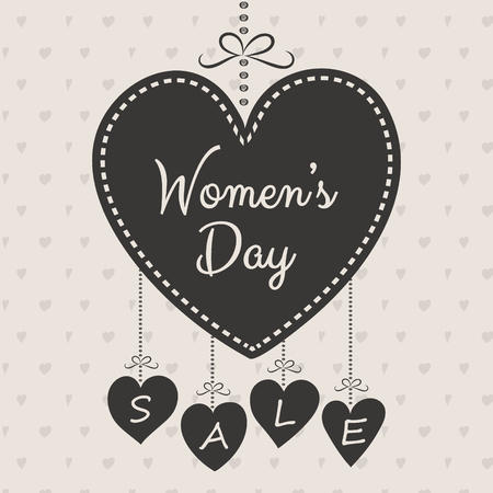 Women's Day Sale poster with hand drawn hearts.のイラスト素材