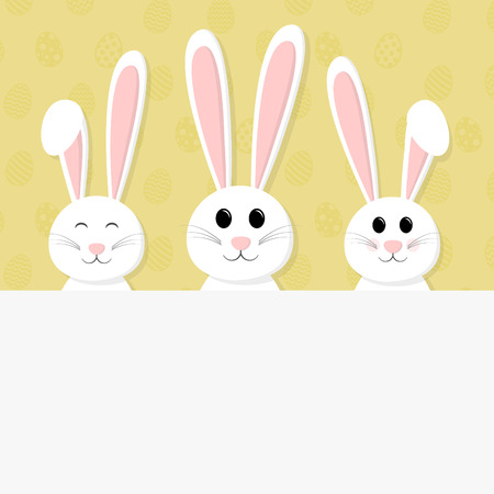 Layout of a card for Easter holiday with happy bunny. Vector.のイラスト素材