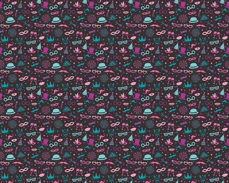 Colorful background with photobooth party icons. Seamless texture.のイラスト素材