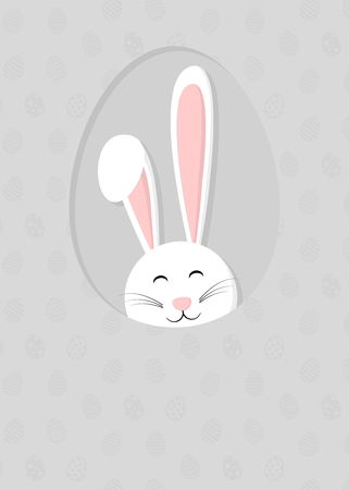 Cute Easter Bunny ears on background with eggs. Easter background with copy space.のイラスト素材
