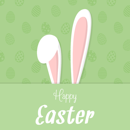 Happy Easter - card with bunny and wishes. Vector.のイラスト素材