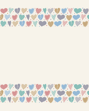 Cute background with hand drawn hearts and copy space.のイラスト素材