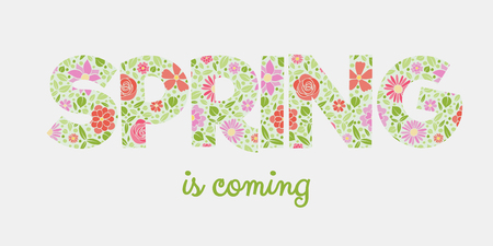 Spring banner with textured text in retro style.のイラスト素材