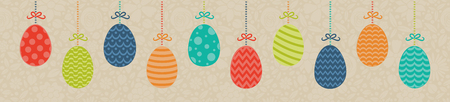 Hanging Easter decoration with colorful eggs.のイラスト素材