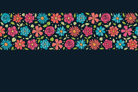 Layout of a floral poster in retro style. Background with copy space.のイラスト素材