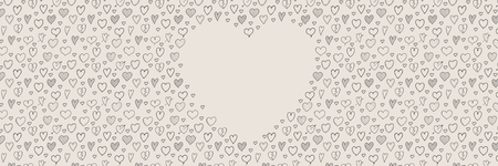 Template of a poster with hand drawn hearts and copyspace. Vector.のイラスト素材
