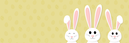 Easter bunnies - panoramic header with copyspace. Vector.のイラスト素材