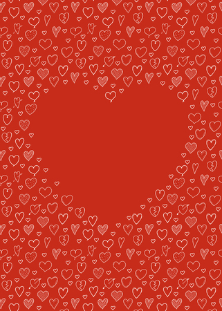 Template of an invitation with hand drawn hearts and copyspace vector illustrationのイラスト素材