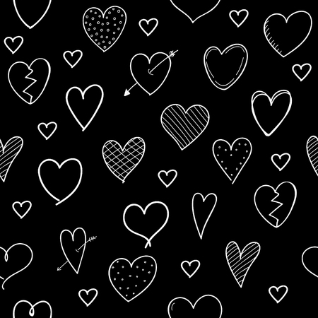 Hand drawn hearts background seamless patternのイラスト素材