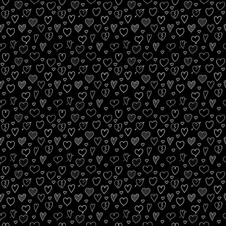 Hand drawn hearts background seamless patternのイラスト素材